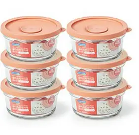 글라스락 렌지쿡 촉촉한 햇밥용기 원형 350ml, 무드브릭, 6개