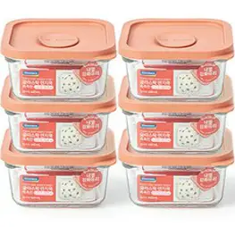 글라스락 렌지쿡 촉촉한 햇밥용기 정사각 440ml, 무드브릭, 6개