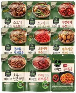 (에이브쇼핑) 비비고 반찬 9종 모음(소고기 꽈리 무말랭이 멸치볶음 오징어채 메추리알 호두연근 쥐포볶음 김치볶음), 1세트
