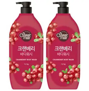 샤워메이트 내추럴 크랜베리 바디워시 크렌베리향, 1.2kg, 2개