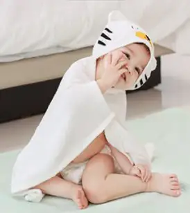맘스네이처 프리미엄 대나무 후드 아기 목욕가운 M, 백호, 1개