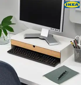 이케아 IKEA 모니터스탠드 높이고정 화이트 53x24x10cm 자작나무무늬목, 이미지참조