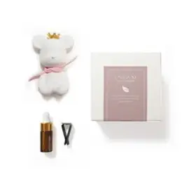라비다39 분홍머플러 곰돌이 플라스터 오너먼트 석고방향제 + 차량용클립 + 리필오일 3ml, 클린코튼