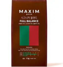 맥심 원두커피 시그니처 블렌드 풀 밸런스, 홀빈(분쇄안함), 1kg, 1개