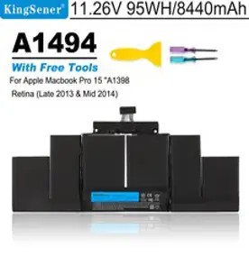 Kingsener A1494 MacBook Pro 15 형 A1398 Retina (2013 년 하반기 및 2014 년 중반) ME293 ME294 8440mAh 용 노트북 배터리, 검정 Black