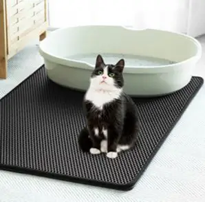 탐사 고양이 사막화방지 벌집모양 모래매트, 블랙