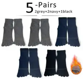 1+2 발가락 양말 타비 덧신 발가락과 겨울 테리 다섯 손가락 양말 열 따뜻한 두꺼운 면화 항균 통기성 운동 스포츠 양말 켤레묶음