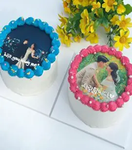 포토케이크 예약 택배로 받는 수제 맞춤 주문제작 레터링케익 배송 생일선물, 크림치즈 - 레드벨벳시트, 미니, 블루