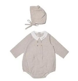 밍크뮤 (BR)프렌치체크바디수트SET (33A7067603) 신생아 백일 돌 선물 턱받이 신상품