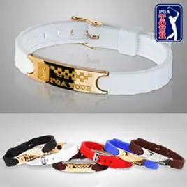 PGA TOUR 건강팔찌 티타늄 골드 화이트, 1개