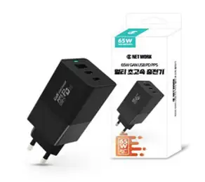 디씨네트워크 65W GaN USB PD PPS 멀티 초고속 충전기 어댑터, 블랙, 1개