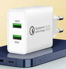 홈플래닛 퀄컴공식인증 QC3.0 36와트 고속충전기 (18W+18W 동시 사용), 화이트, 1개