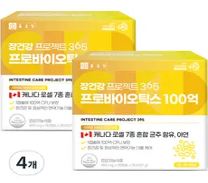 종근당 장건강 프로젝트365 프로바이오틱스 100억 유산균 27g, 30정, 4개