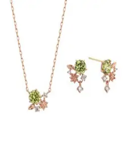 로이드 [탄생화]꽃다발 8월 해바라기페리도트 10K 귀걸이 목걸이 set LNT18024T