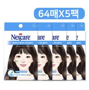 3M 넥스케어 블레미쉬 클리어 커버 릴리프 64매 X 5팩 짜기 전 진정케어 여드름 스팟 패치, 5개, 64개