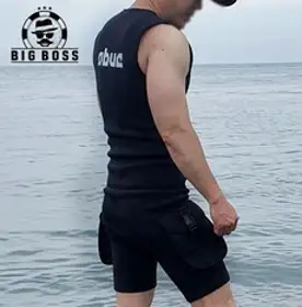 스노쿨링 서핑슈트 프리다이빙 웻슈트 스킨스쿠버 반바지 조끼 3mm 슈트 세트, 조끼S, 반바지XL