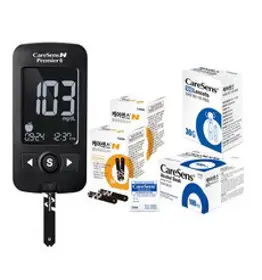 케어센스N프리미어(BLE)혈당측정기+검사지100매+채혈침100개+알콜스왑100매, 1세트