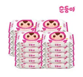 순둥이 베이직 유아물티슈 리필형, 80매, 20팩
