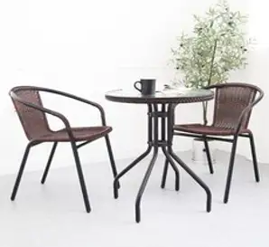 라탄테이블 티테이블 카페테이블 2인세트, 커피색