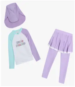 로엠걸즈 SH02 치랭세트 래쉬가드A RGAR2342C, 퍼플