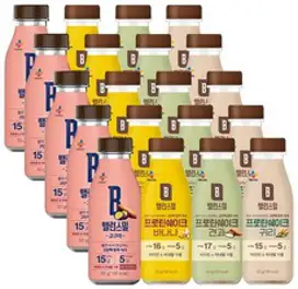 CJ제일제당 밸런스밀 한끼 식사대용 곡물 쉐이크 프리미엄 선식 20보틀(4가지맛) 보틀선식, 1세트