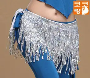스팽글술 힙스카프 성인 밸리댄스복 벨리 라인 라틴, 실버