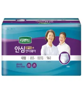 디펜드 남녀공용 안심플러스 요실금 팬티 언더웨어 성인기저귀 대형, 16개입, 1개