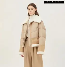 시슬리 무스탕 구스다운 패딩 점퍼 SAPD37161 BG