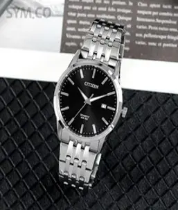 시티즌 남성 심플블랙 쿼츠 메탈 손목시계