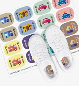 짝맞춤 슈즈 네임 스티커 (16개입) 방수 신발 네임택 이름표 의류, 04)뛰뛰빵빵