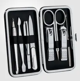 777 손톱깎이 8종 세트, 1세트, 실버(손톱깎이), 블랙(케이스)