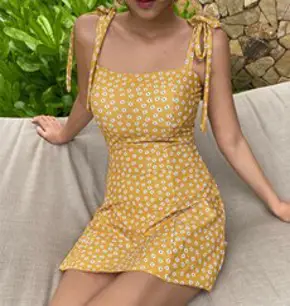 루나글램 오프숄더 모노키니 ML301 호텔 수영복 프릴 반팔 셔링 호캉스 퍼프 치마, ML_302 옐로