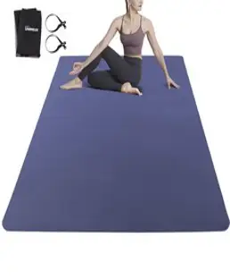 유미유 2인용 TPE 논슬립 요가매트, 딥 블루 + 라이트 블루