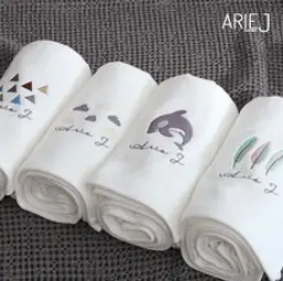 아리제이 프리미엄 밤부100% 유아 목욕타올 2장세트 유아목욕타월, 구름, 범고래, 1세트