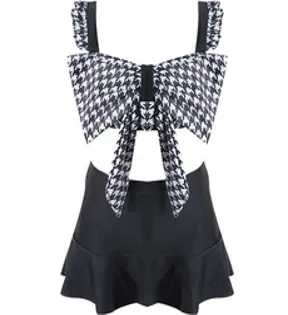 여아용 하운드 리본 비키니 수영복 + 모자 세트 CCW33GSW384