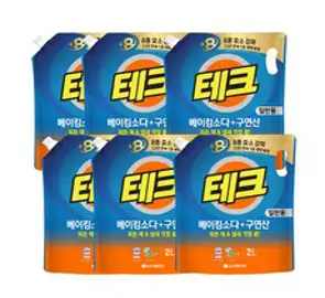 테크 베이킹소다+구연산 엑체세제 리필 일반용, 2L, 6개