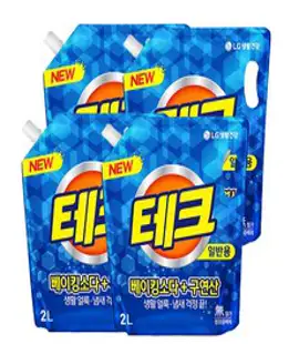 테크 베이킹소다 구연산 드럼용 액상세제 리필, 2L, 6개