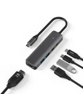 퓨전에프앤씨 아이노트 5in1 4K 60hz 애플 맥북 아이패드 C타입 멀티 허브 CH46P, 다크실버
