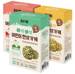 엘빈즈 바삭바삭 어린이 현미가케 빨강마을 + 노랑마을 + 푸른마을, 빨강마을, 노랑마을, 푸른마을, 1세트