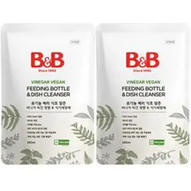 비앤비 비건 젖병 앤 식기세정제 리필형, 2개, 500ml