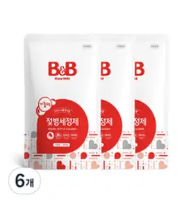 비앤비 젖병세정제 거품형 리필, 400ml, 6개