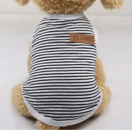 아리코 고양이 앤 강아지 모던 코튼 스트라이프 티셔츠, 블랙