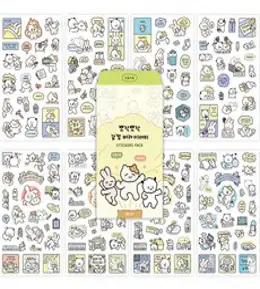 대시앤도트 뽀작뽀작 감정 버라이어티 스티커 8종 + 봉투 세트, 혼합색상, 1세트