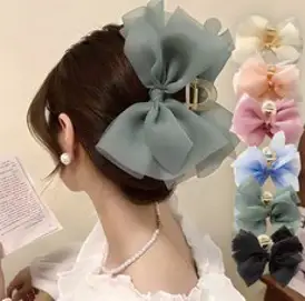 레인걸 올림머리 볼륨 왕리본집게핀 큰사이즈 헤어집게핀(8칼라)
