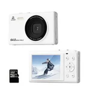 RUN기술 WIFI 6400W 픽셀 HD 디지털 카메라 + 32GB 메모리, 화이트