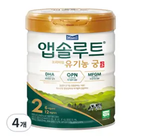 앱솔루트 유기농 궁 분유 2단계 6~12개월, 800g, 4개