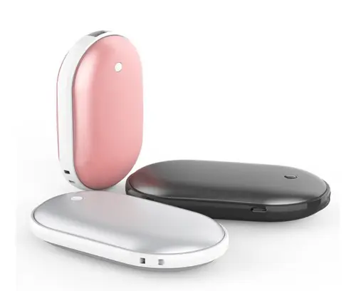 1+1 모즈온 충전식 손난로 양면발열 휴대용 핫팩 5000mAh, 로즈골드+실버