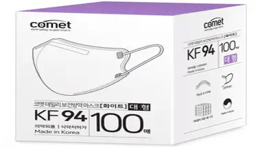코멧 KF94 보건마스크 새부리형 2단접이 대형 (와이드핏), 100개입, 1개, 화이트