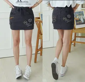 비비앤제이 가을 겨울 여성용 국내생산 치마바지 하이웨스트 스판 골프 스커트 데님 반바지 golf skirt pants