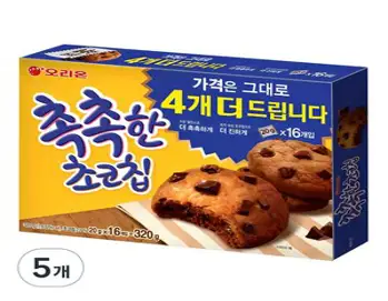 오리온 촉촉한 초코칩, 320g, 5개